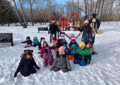 Children in snowy park